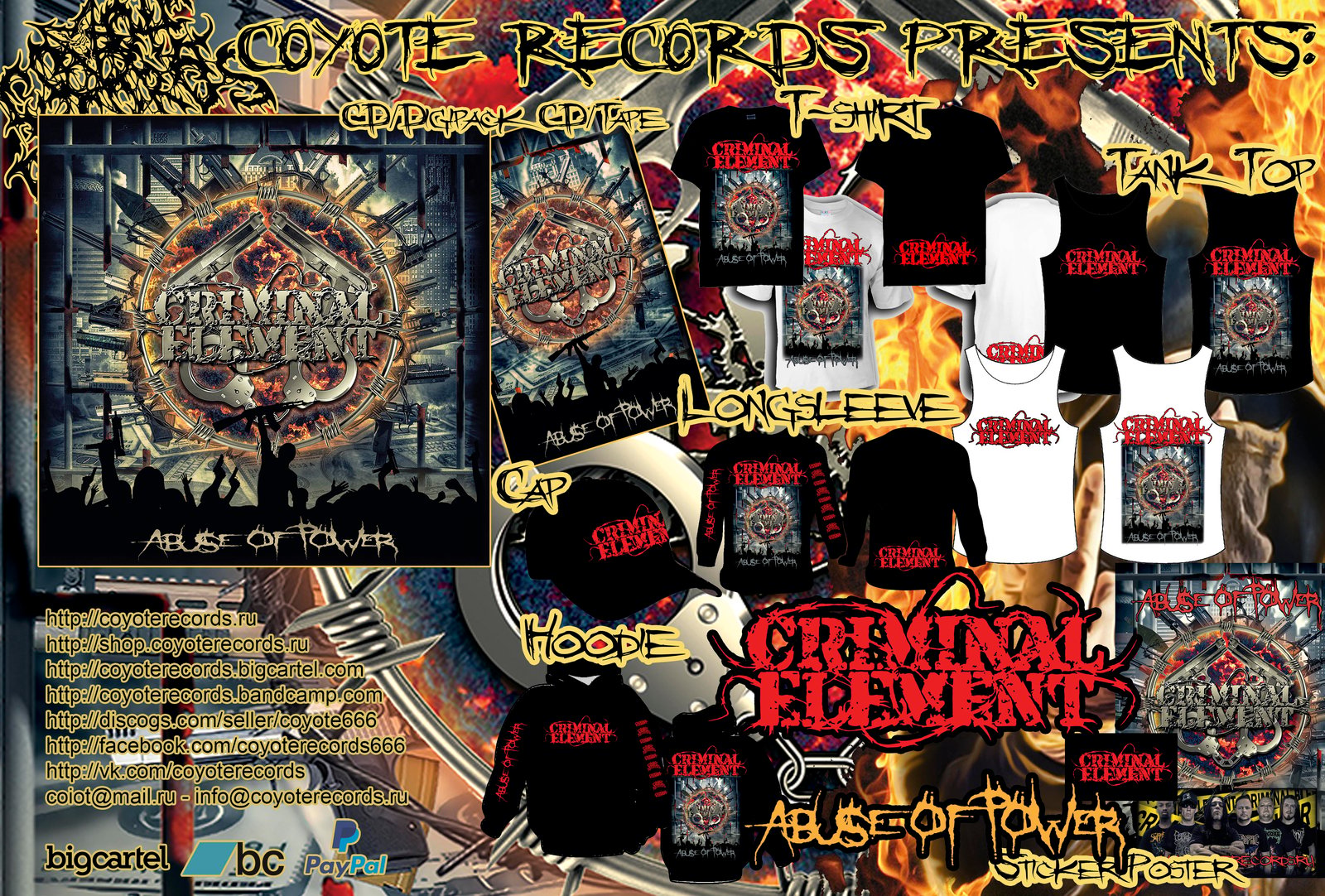 COYOTE RECORDS — CRIMINAL ELEMENT Abuse Of Power CD/Slipcase
